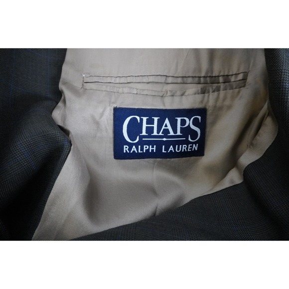 Chaps Ralph Lauren Mens Blazer 38L Gray Striped Wool 3 Button Sport Coat Jacket - Picture 10 of 10